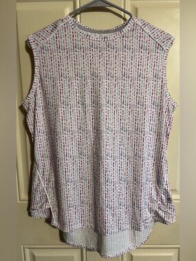 Coolibar Accelera Tank Maroon/Blue Stripe Pattern SPF Sun Protection Tank Top